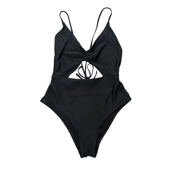 aerie Other - Aerie One Piece Black Strappy Cutout Swimsuit Sz Large